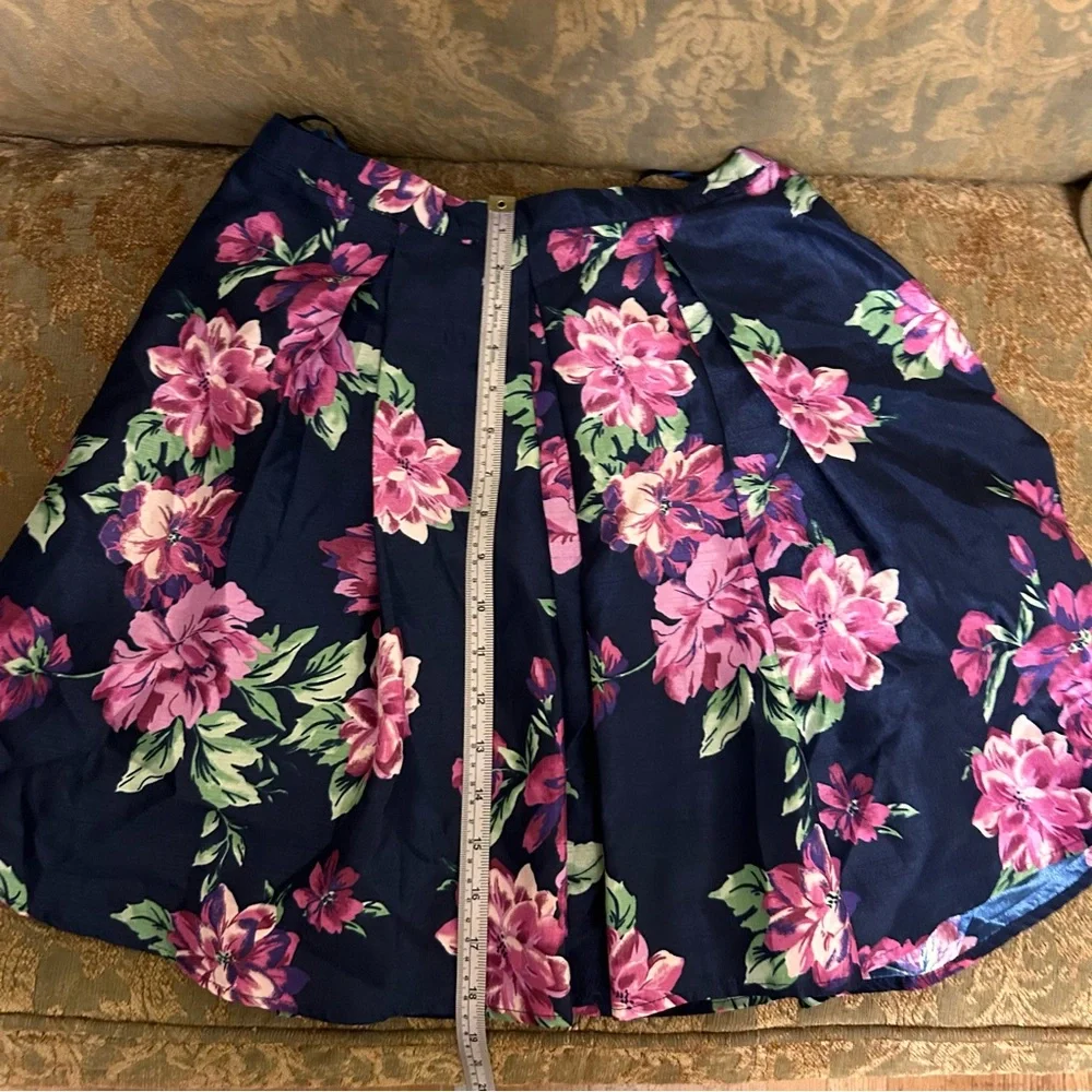 Sequin Hearts Juniors Size 5 Pleated Floral Mini Prom Skirt Blue Pink 3 Layers